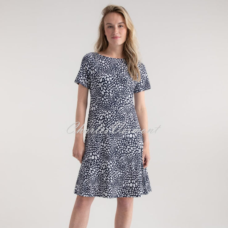 Marble Abstract Print Reversible Dress - Style 7922-103 (Navy)