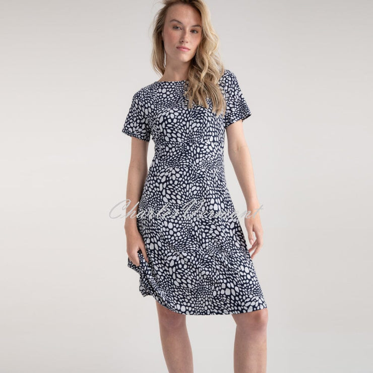 Marble Abstract Print Reversible Dress - Style 7922-103 (Navy)