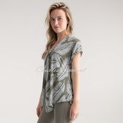 Marble Palm Print Tunic Top - Style 7935-123 (Khaki)