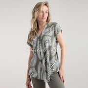 Marble Palm Print Tunic Top - Style 7935-123 (Khaki)