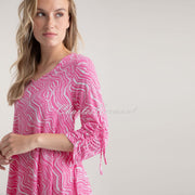 Marble Printed Tunic Top With Handkerchief Hem - Style 7939-194 (Pink)