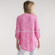 Marble Printed Tunic Top With Handkerchief Hem - Style 7939-194 (Pink)