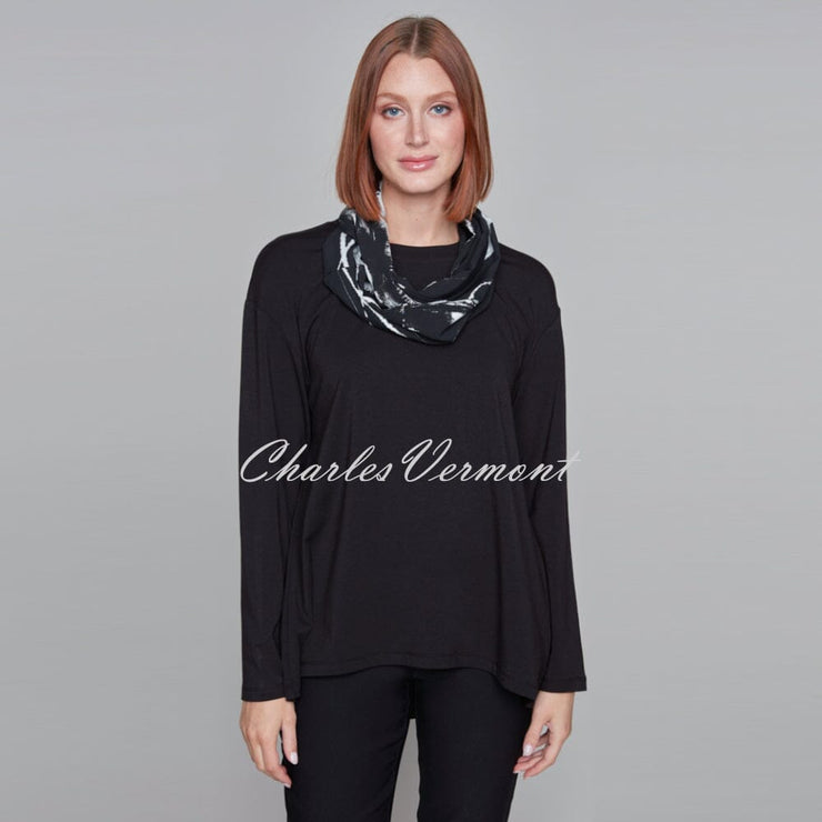 Claire Desjardins 'Breezy Black & White' Top with Scarf - Style 91796