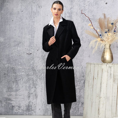 Alison Sheri Longline Double Breasted Coat - Style A44003 (Black)