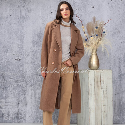 Alison Sheri Longline Double Breasted Coat - Style A44003 (Camel)