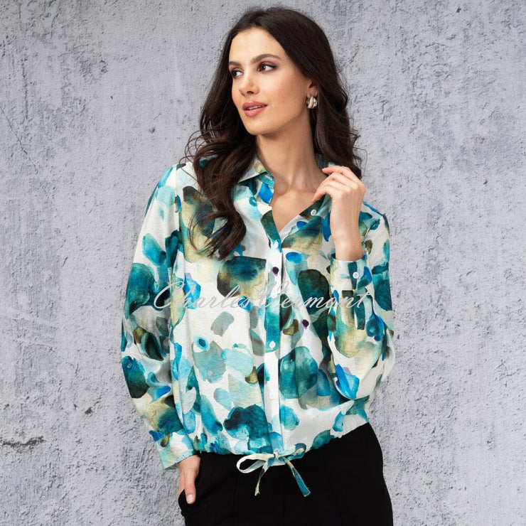 Alison Sheri Watercolour Print Blouse With Drawstring Hem - Style A44051