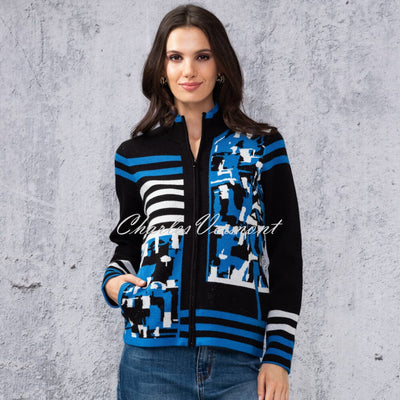 Alison Sheri Patterned Knit Zip Jacket With Rhinestone Detail - Style A44455