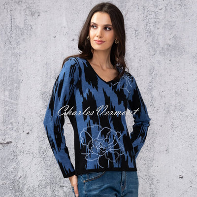 Alison Sheri Floral Sweater With Rhinestone Detail - Style A44475