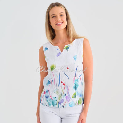 Dolcezza 'Misty Blossom' Sleeveless Linen Top - Style 25780