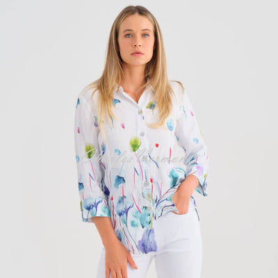 Dolcezza 'Misty Blossom' Linen Blouse - Style 25781