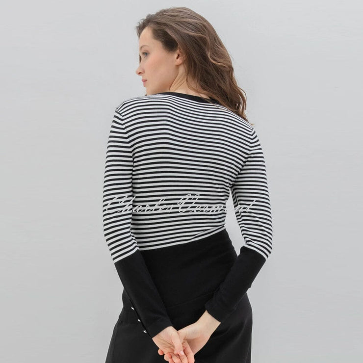 Marble Striped Sweater - Style 7517-104 (Ivory / Black)