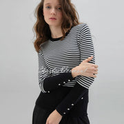 Marble Striped Sweater - Style 7517-104 (Ivory / Black)