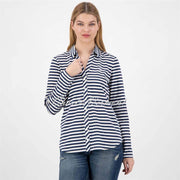 Just White Jersey Stretch Stripped Blouse - Style J2300