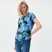 Joseph Ribkoff Floral Top with Clear Rhinestone Detail - Style 231242