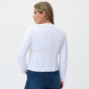 Joseph Ribkoff Woven Crewneck Jacket - Style 231914 (White)