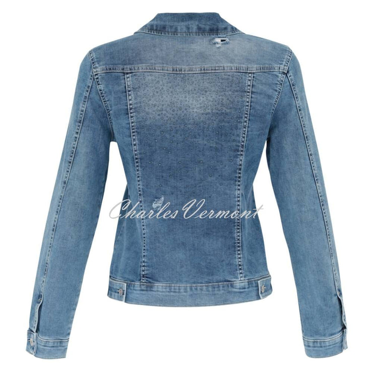 Dolcezza Denim Jacket with Clear Rhinestone Detail- Style 23300Dolcezza Denim Jacket with Clear Rhinestone Detail- Style 23300