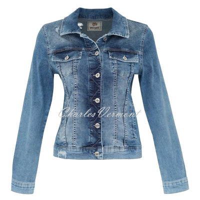 Dolcezza Denim Jacket with Clear Rhinestone Detail- Style 23300