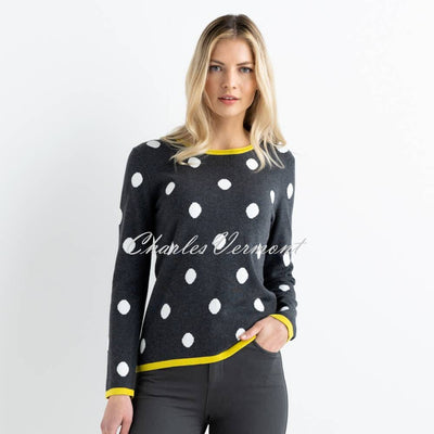 Marble Spot Sweater - Style 6385-189 (Charcoal / Chartreuse)