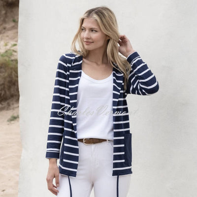 Marble Striped Cardigan - Style 6506-103 (Navy / White)