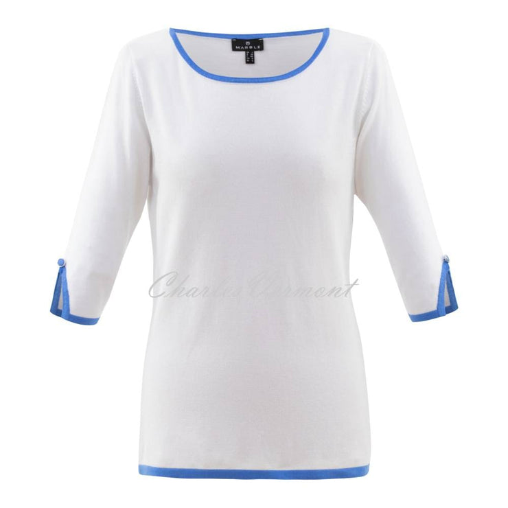 Marble Sweater - Style 6510-190 (White / Mid Blue)