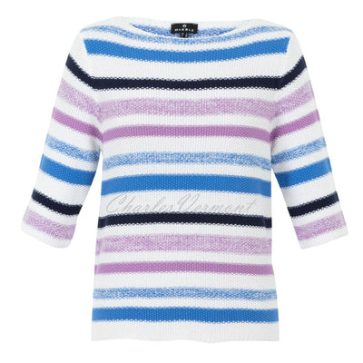 Marble Striped Sweater - Style 6558-201 (White / Lavender / Deep Blue / Navy)