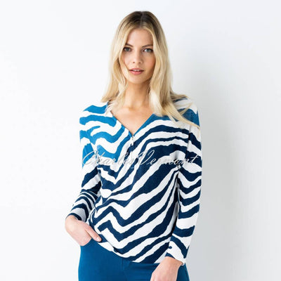 Marble Zebra Sweater - Style 6714-170 (Marine Blue / Blue / Ivory)