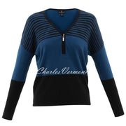 Marble Zipped Sweater - Style 6715-170 (Marine Blue / Black)