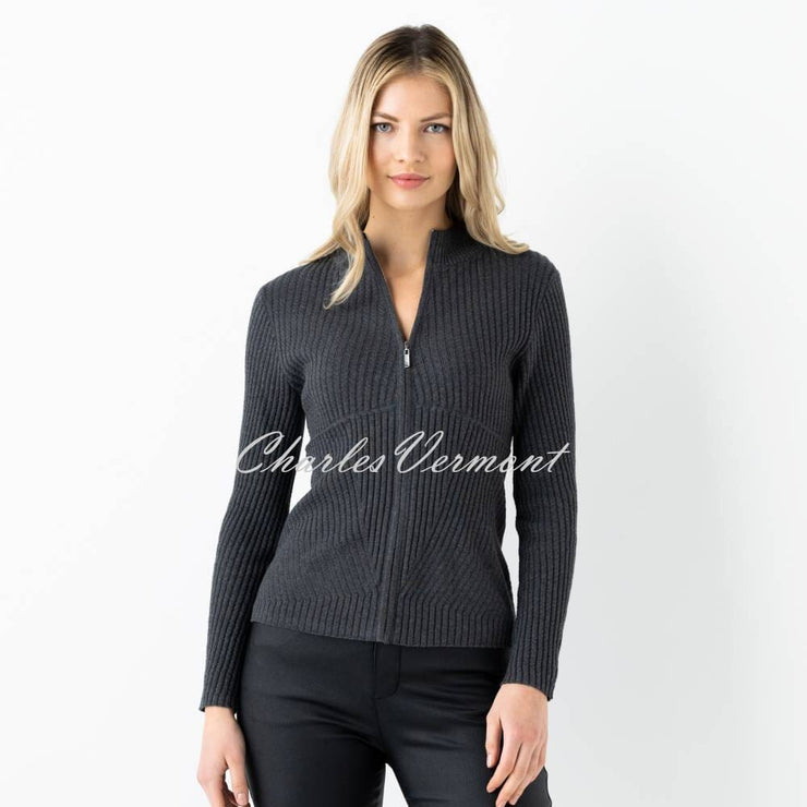 Marble Zip Cardigan - Style 6719-105 (Charcoal Grey)