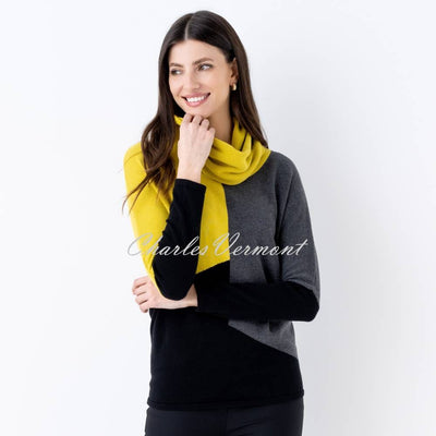 Marble Sweater - Style 6765-189 (Charcoal Grey / Black / Chartreuse)