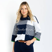 Marble Sweater - Style 6780-195 (Navy / Ivory / Green)