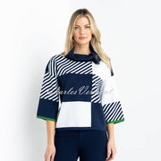 Marble Sweater - Style 6780-195 (Navy / Ivory / Green)