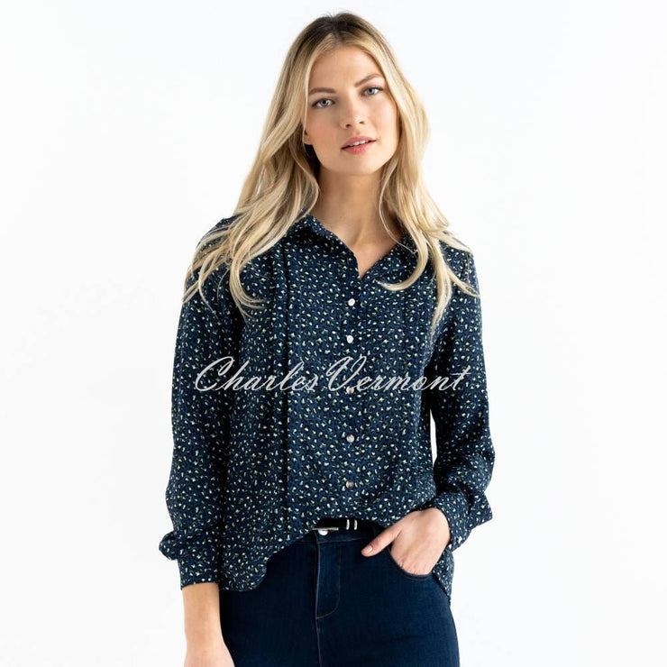 Marble Blouse - Style 6796-195 (Marine Blue / Green / Multi)