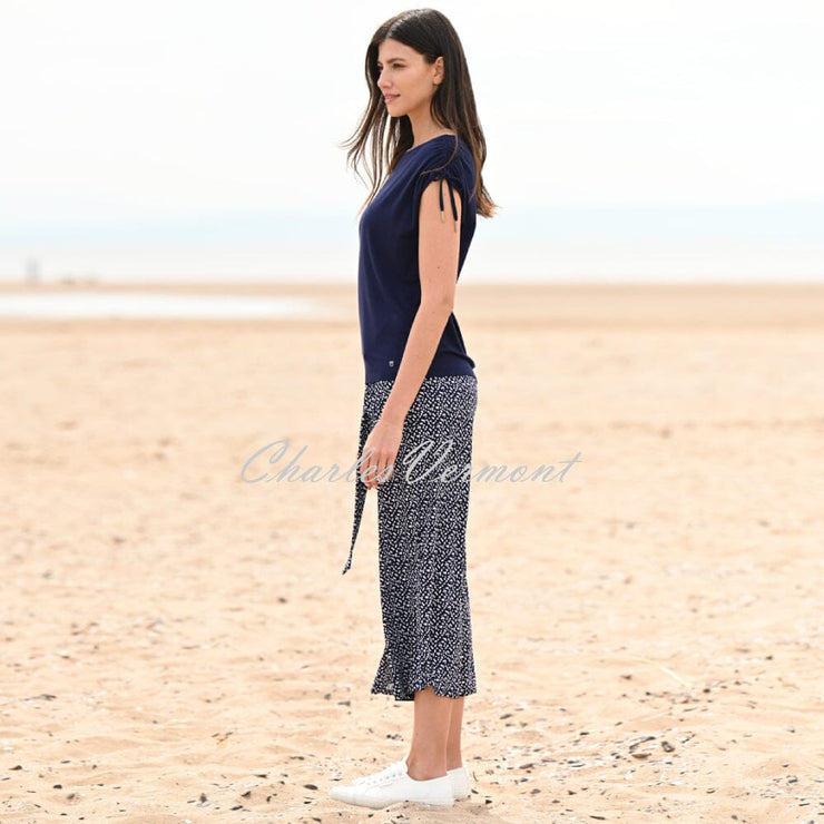 Marble Polka Dot Culotte Trouser - Style 6998-103 (Navy / White)