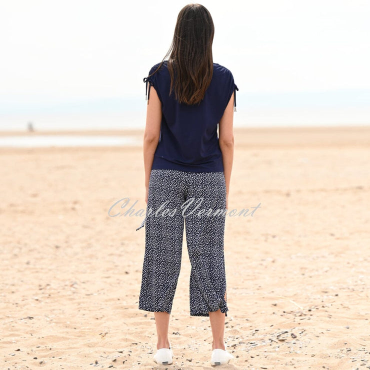 Marble Polka Dot Culotte Trouser - Style 6998-103 (Navy / White)