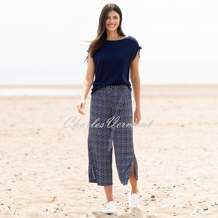 Marble Ankle Grazer Crop Trousers Navy
