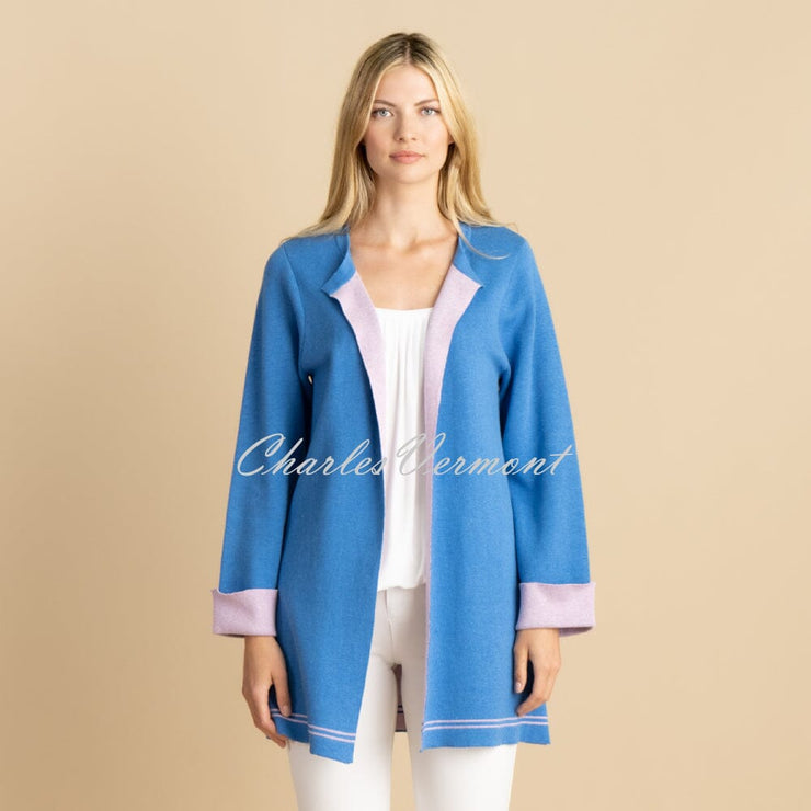 Marble Cardigan - Style 7026-201 (Deep Blue / Lavender)