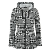 Dolcezza Houndstooth Hooded Textured Knit Jacket - Style 72137