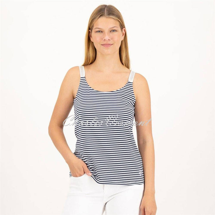 Just White Striped Camisole Top - Style J1714 (Navy/White)