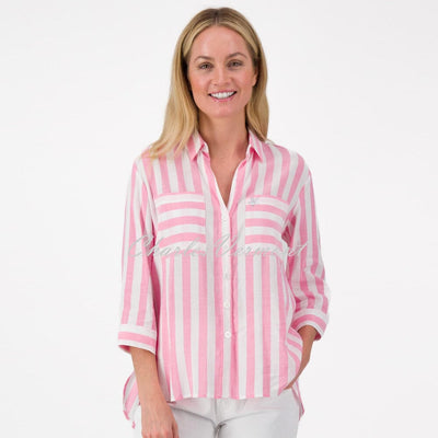 Just White Striped Blouse - Style J2997