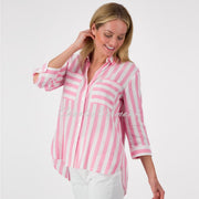 Just White Striped Blouse - Style J2997