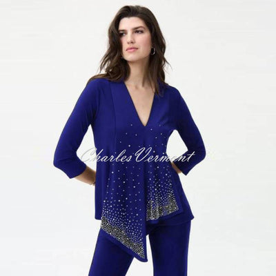 Joseph Ribkoff Tunic Top with Pearl and Silver Embellishment - Style 224006 (Royal Sapphire)