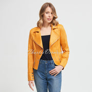 Joseph Ribkoff Faux Leather Jacket – Style 213945 (Marigold)