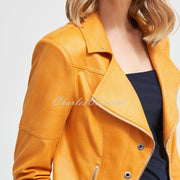 Joseph Ribkoff Faux Leather Jacket – Style 213945 (Marigold)