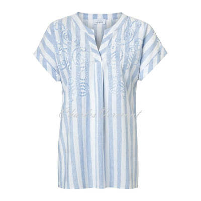 Just White Blouse – Style 44055-421 (Pale Blue / White)