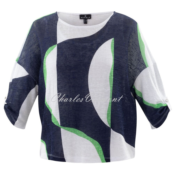 Marble Two-Piece Top – Style 6089-124 (Navy / White / Green)