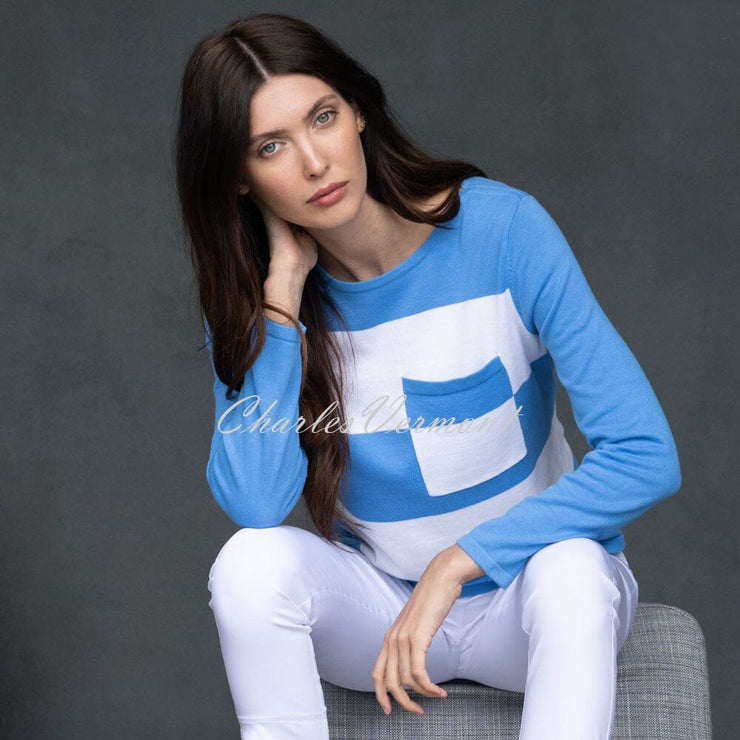 Marble Sweater – Style 6102-190 (Azure Blue / White)