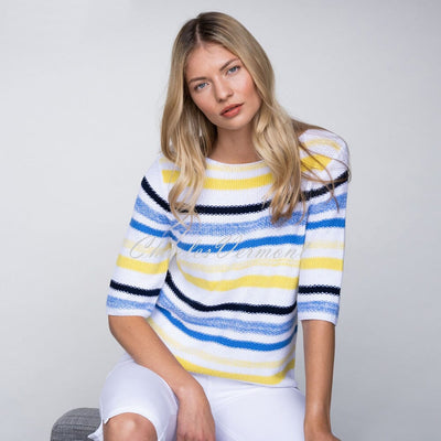 Marble Sweater – Style 6124-152 (White / Azure Blue / Yellow)