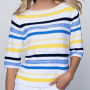 Marble Sweater – Style 6124-152 (White / Azure Blue / Yellow)