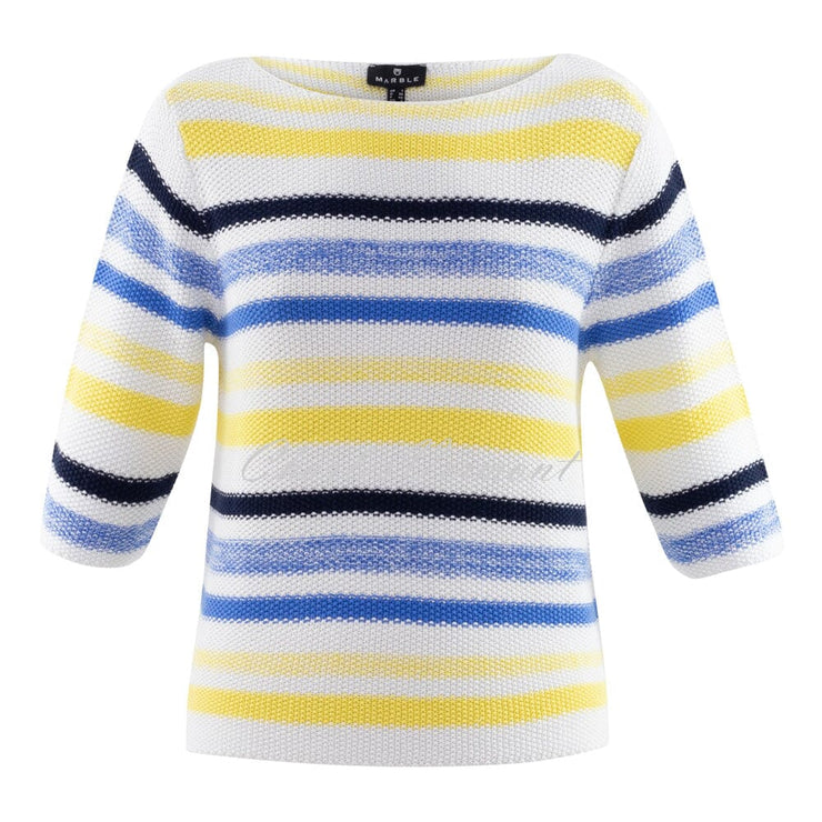 Marble Sweater – Style 6124-152 (White / Azure Blue / Yellow)