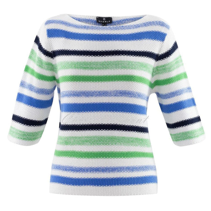 Marble Sweater – Style 6124-190 (White / Azure Blue / Green)